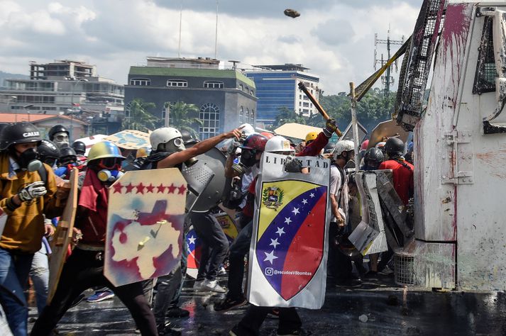 Frá mótmælum í Caracas í gær.