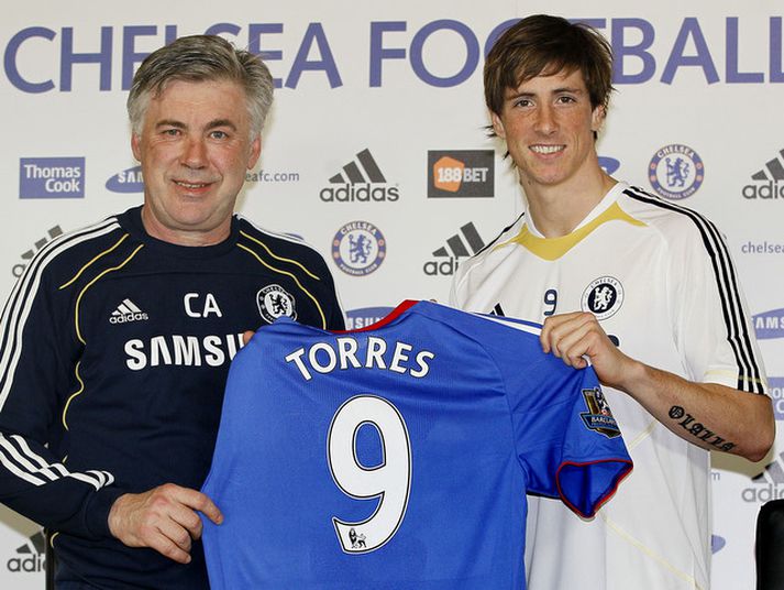 Fernando Torres og Carlo Ancelotti.