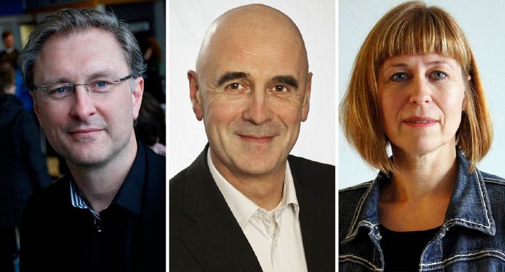 Eiríkur Björn Björgvinsson bæjarstjóri Akureyrar, Gunnar Gíslason, oddviti Sjálfstæðismanna á Akureyri og Katrín Björg Ríkarðsdóttir, nýr aðstoðarmaður bæjarstjóra.