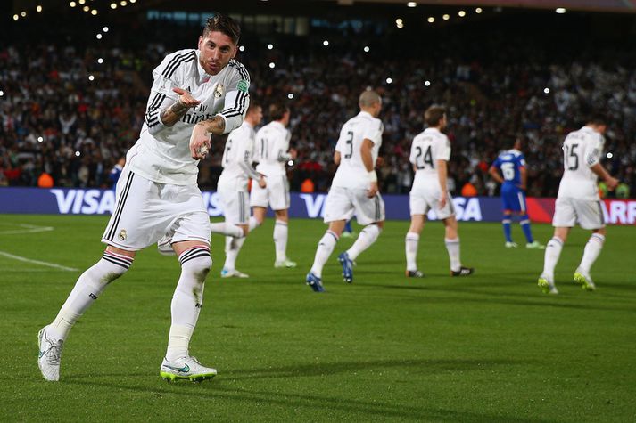 Sergio Ramos skoraði fyrsta mark Real Madrid í kvöld.