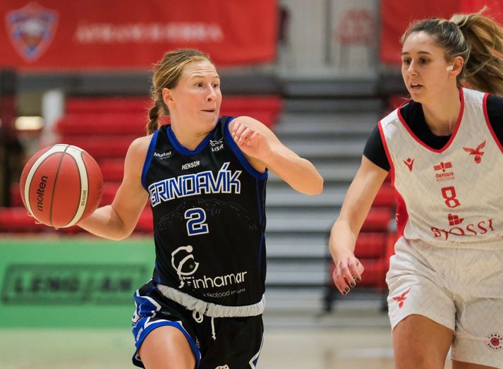 Abby Beeman setti nýtt met í sigurleik Grindavíkur í Garðabænum í gær.