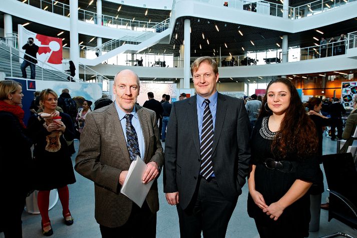 Vel fór á með þeim Steingrími J. Sigfússyni, efnahags- og viðskiptaráðherra, Ara Kristni Jónssyni, rektor HR og Hrafnhildi Ýr Benediktsdóttur, framkvæmdastjóra Framadaga.