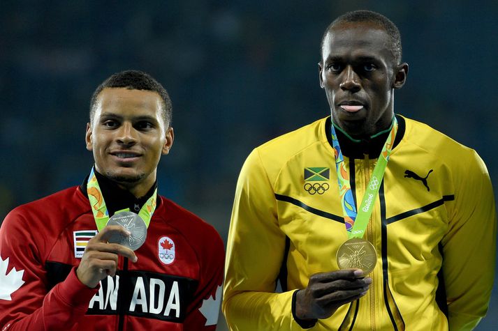 Usain Bolt og Andre de Grasse.