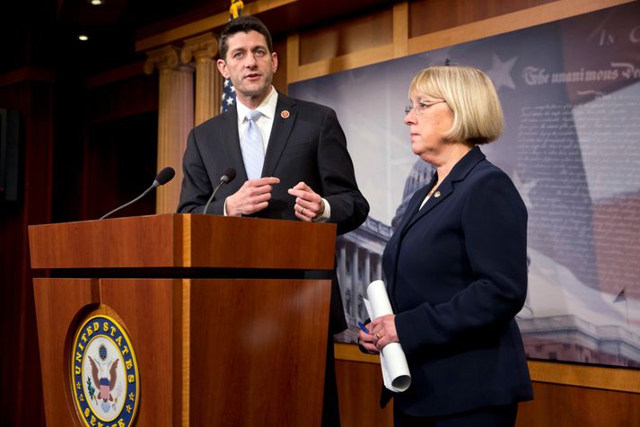 Þingmaðurinn Paul Ryan og öldungardeildarkonan Patty Murray stýrðu nefndinni, sem stofnuð var eftir lokanir opinberra stofnanna í október.