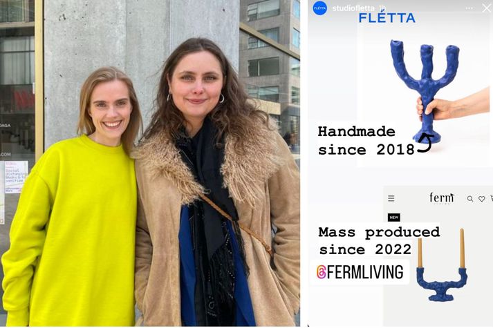 Hrefna Sigurðardóttir og Birta Rós Brynjólfsdóttir mynda hönnunarteymið Studio Flétta. Hér má sjá hönnun þeirra og hönnun Ferm Living.