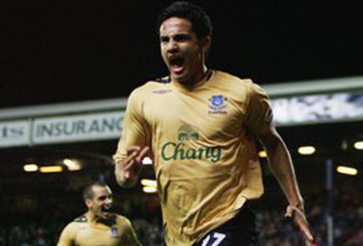 Tim Cahill bjargaði Everton fyrir horn í kvöld