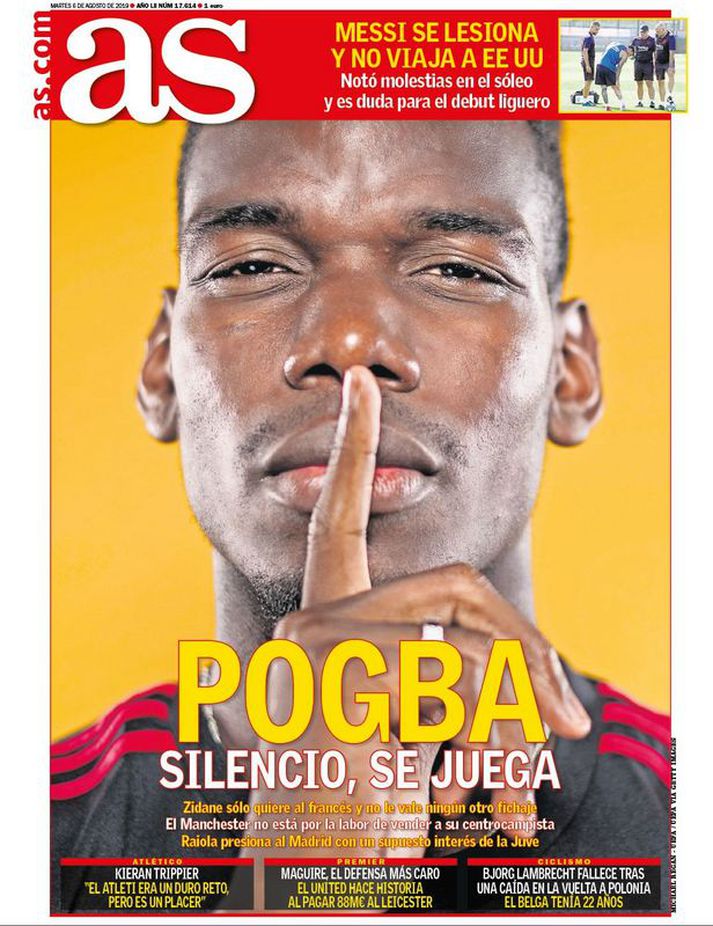 Paul Pogba á forsíðu AS.