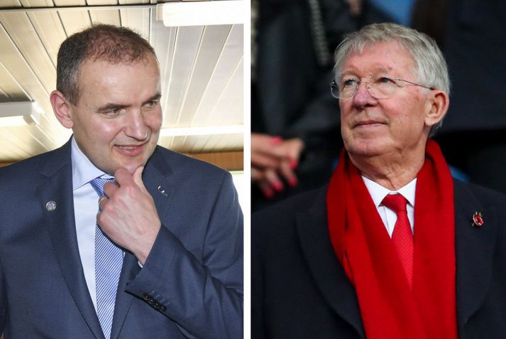 Forseti Íslands, herra Guðni Th. Jóhannesson og Sir Alex Ferguson.