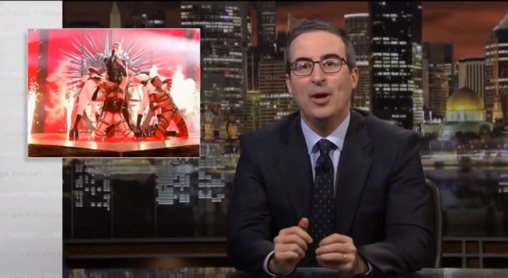 John Oliver varði rúmlega einni og hálfri mínútu af þætti sínum í gærkvöld til að ræða Hatara.