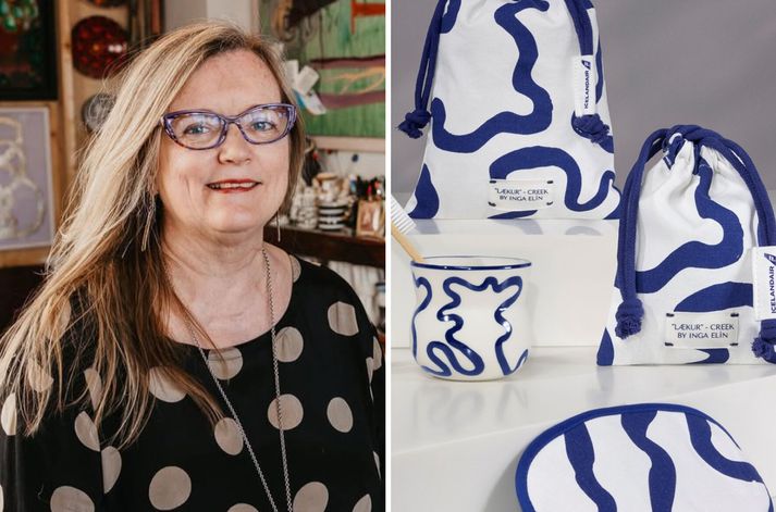 Inga Elín hefur hannað nýtt ferðasett fyrir farþega Icelandair.