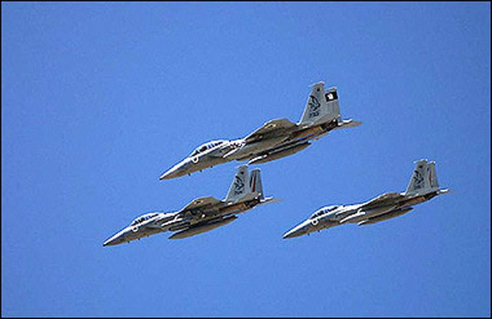 Ísraelskar F-15 orrustuþotur.