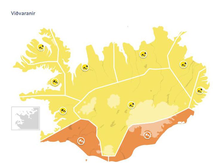 Veðrið verður ekki glæsilegt á morgun og ferðalangar beðnir um að sýna aðgát.