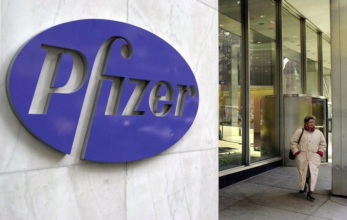 Við höfuðstöðvar Pfizer.