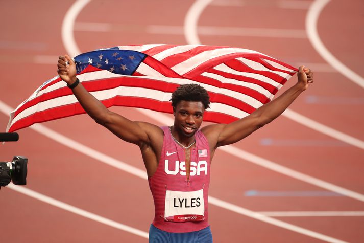 Noah Lyles kom þriðji í mark í úrslitum í 200 metra hlaupi karla á Ólympíuleikunum í Tókýó.