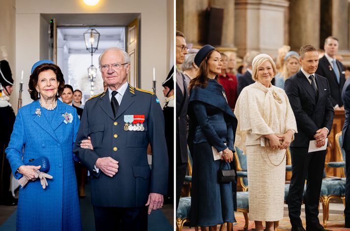 Halla Tómasdóttir forseti Íslands og maki hennar Björn Skúlason voru viðstödd hátíðarmessu í Slottskyrkan í Stokkhólmi í morgun í tilefni af 80 ára afmælis Karls Gústafs XVI Svíakonungs.