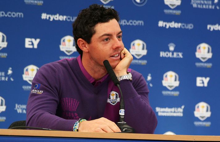 McIlroy á blaðamannafundinum í dag.