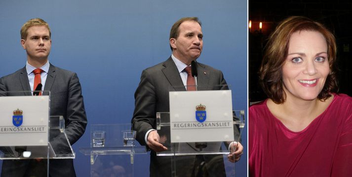 Gustav Fridolin, talsmaður græningja, og Stefan Löfven, forsætisráðherra Svíþjóðar, ræddu við fréttamenn í gær. Gunnhildur Lily Magnúsdóttir er lektor í alþjóðastjórnmálum við Háskólann í Malmö.