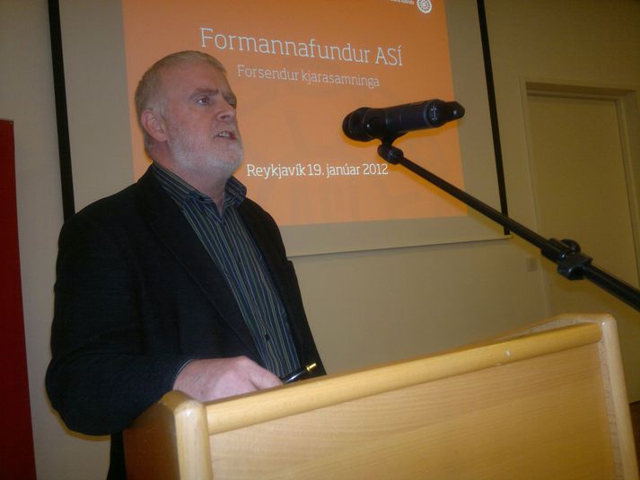 Gylfi Arnbjörnsson, forseti ASÍ, á formannafundinum í dag.