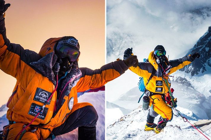 Þeir Heimir Fannar Hallgrímsson og Sigurður Bjarni Sveinsson náðu toppi Everest 24. maí síðastliðinn. Þá voru þeir þegar komnir með einkenni Covid-19, sem kom svo síðar í ljós.