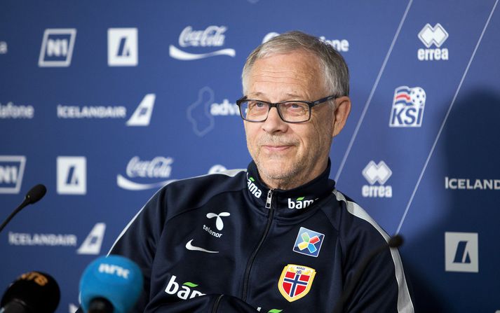 Lars á blaðamananfundinum í gær.