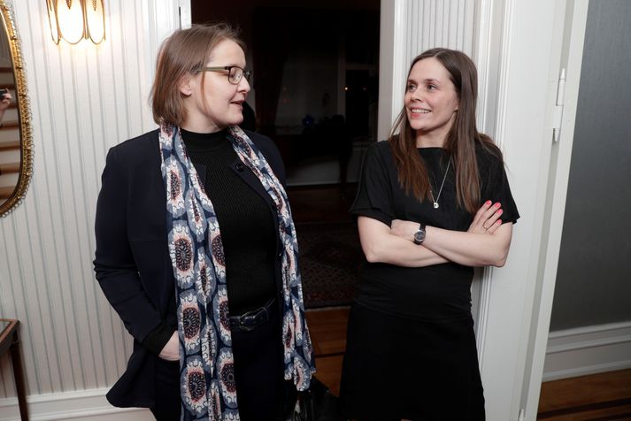 Drífa Snædal og Katrín Jakobsdóttir að lokinni kynningu um aðgerðir stjórnvalda.