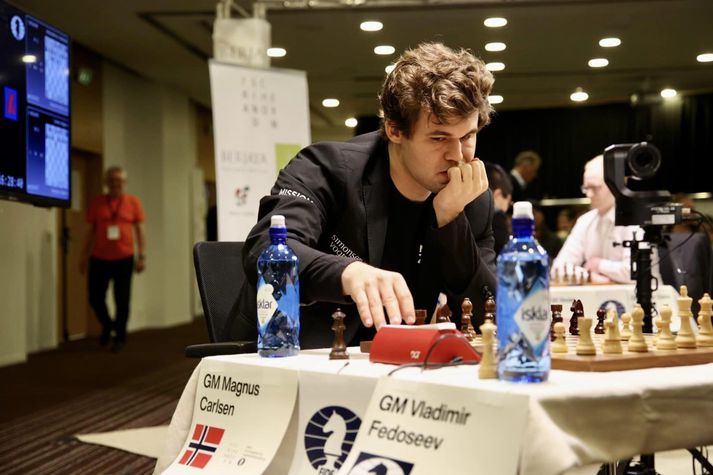 Hér má sjá Magnus Carlsen, Carlsen er núverandi heimsmeistarinn í skák. 