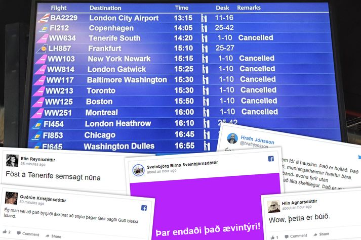Öllum flugum WOW var aflýst í morgun.