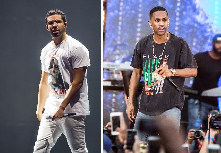 Drake til vinstri og Big Sean til hægri.