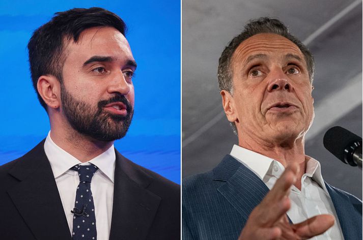 Er ákall eftir kanónu eða ferksu lofti? Valið á milli Andrew Cuomo (t.h.) eða Zohran Mamdani (t.v.) er í höndum demókrata í New York.