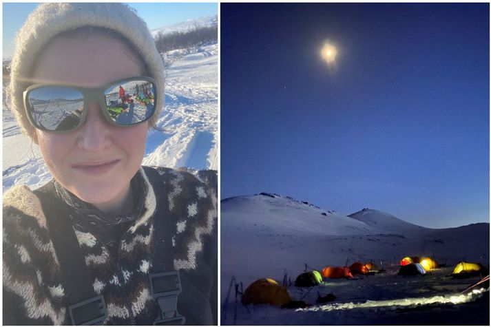 Þrátt fyrir mikinn kulda sefur hópurinn í tjöldum í vetrarfrosti. Nú síðast aðfaranótt sunnudags í 27 stiga frosti.
