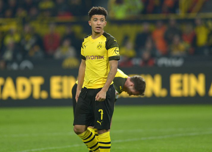 Sancho í leik með Dortmund.
