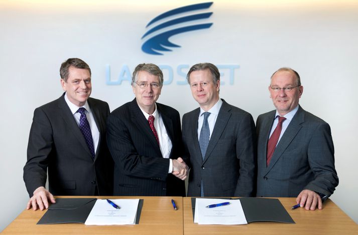 Guðmundur Ingi Ásmundsson, aðstoðarforstjóri Landsnets, Þórður Guðmundsson, forstjóri Landsnets, Peter Wenzel, aðstoðarforstjóri þróunarsviðs PCC SE og Dietmar Kessler, fulltrúi framkvæmdastjórnar PCC SE.