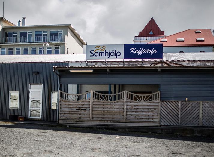 Kaffistofa Samhjálpar í Borgartúni, þangað sem þvottavélin og þurrkarinn áttu að fara. Vélunum var hins vegar stolið af markaði Samhjálpar í Ármúla um hábjartan dag.