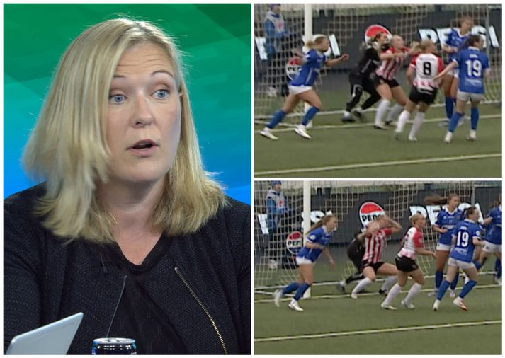 Þóra Björg Helgadóttir fannst það óskiljanlegt hvernig Sæunn Björnsdóttir var toguð niður á hárinu en samt dæmd brotleg.