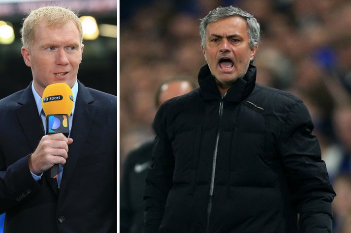 Paul Scholes lætur José Mourinho heyra það.