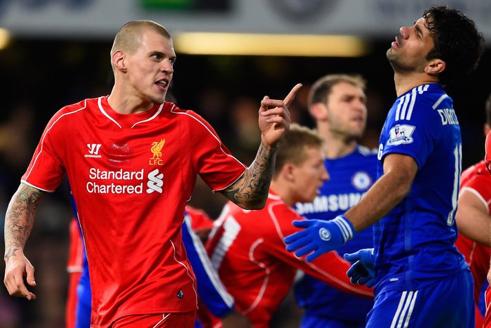 Martin Skrtel og Diego Costa tókust á í leiknum.