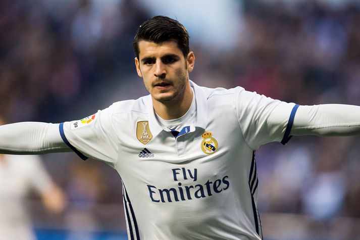 Morata fagnar í leik með Real.