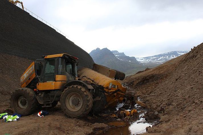 Frá slysstað í Bolungarvík.