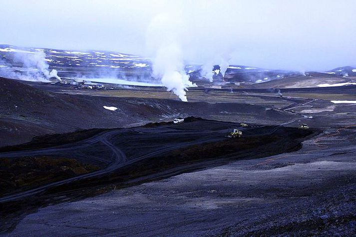 Frá fyrirhuguðum virkjunarstað í Bjarnarflagi.