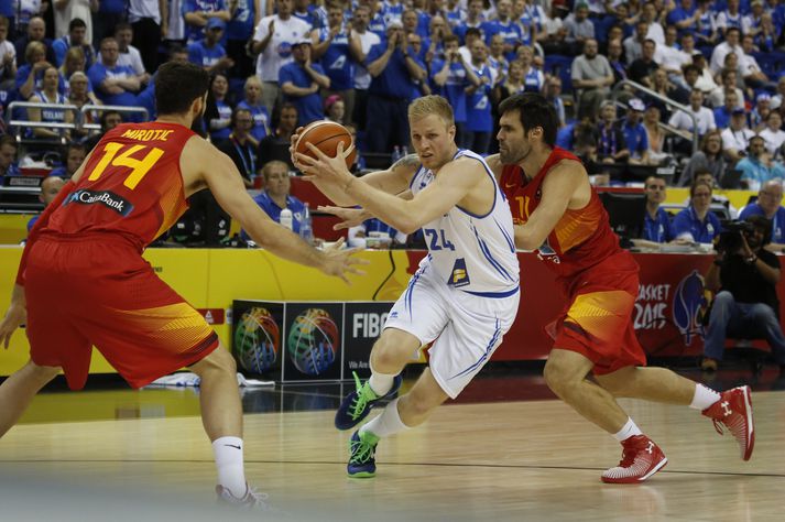 Haukur í leik með íslenska landsliðinu á Eurobasket í Berlín.