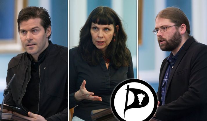 The members of Parliament for the Pirate Party i Iceland. Jón Þór Ólafsson, Helgi Hrafn Gunnarsson and Birgitta Jónsdóttir.