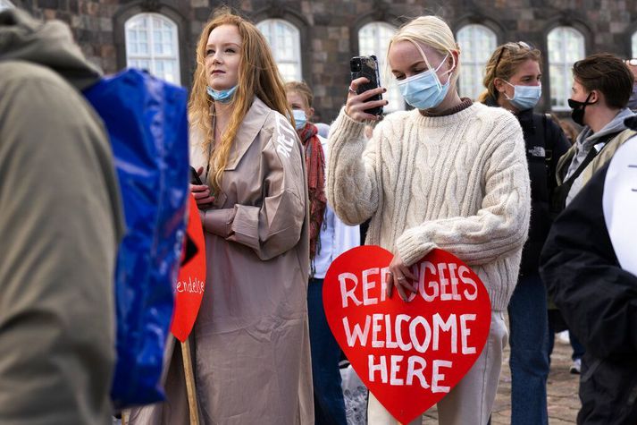 Frá mótmælum gegn brottvísunum og innflytjendastefnu dönsku ríkisstjórnarinnar í Kaupmannahöfn á miðvikudag.