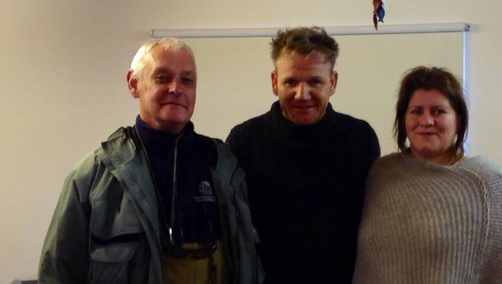 Friðjón Sæmundsson, Gordon Ramsay og Kolbrún Magnúsdóttir veiðivörður.