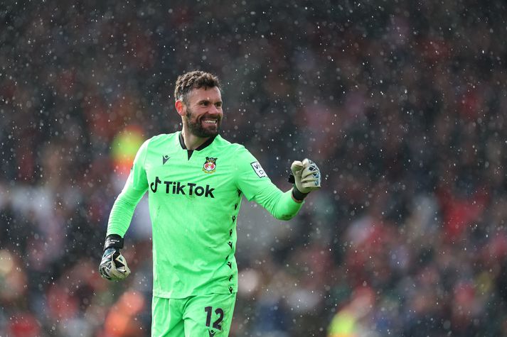 Wrexham v Notts County - Vanarama National League WREXHAM, WALES - APRIL 10: Ben Foster of Wrexham celebrates his side scoring a goal in the rain in the 3-2 victory during the Vanarama National League fixture between Wrexham and Notts County at The Racecourse Ground on April 10, 2023 in Wrexham, Wales. (Photo by Matthew Ashton - AMA/Getty Images)