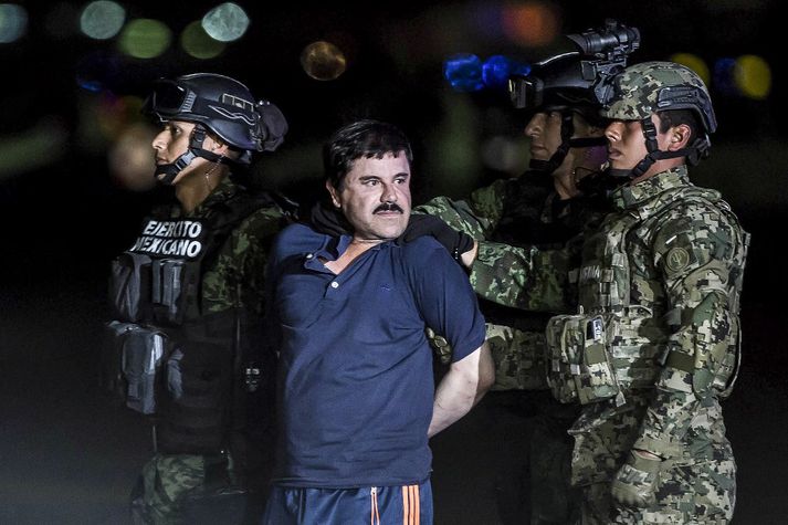 Fíkniefnabaróninn Joaquin "El Chapo“ Guzman skömmu fyrir áramót.