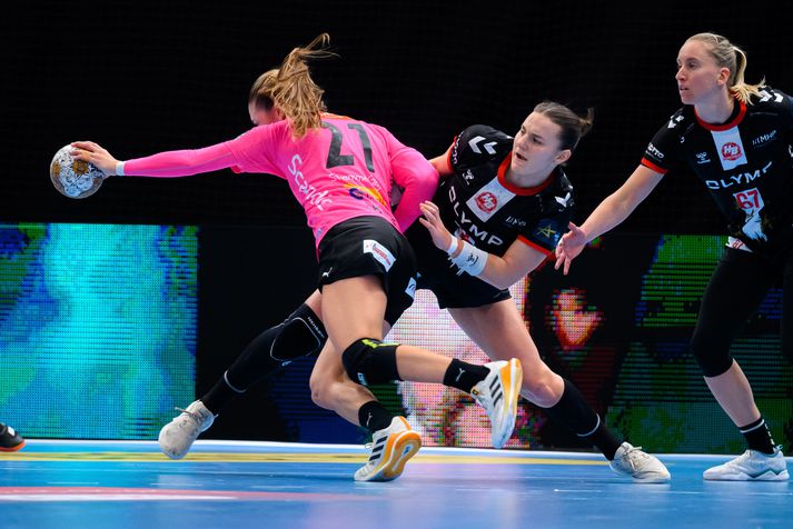 Frá leik HB Ludwigsburg og Vipers Kristiansand í Meistaradeildinni í handbolta en þau er núna bæði farin á hausinn.