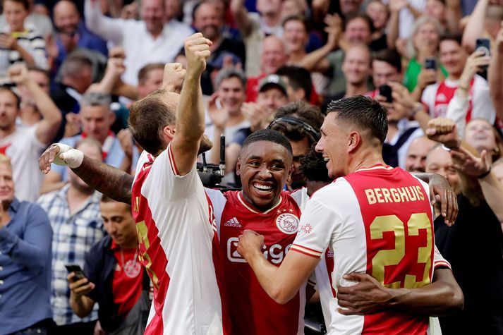 Mohammed Kudus, Steven Berghuis, Steven Bergwijn og Daley Blind fagna marki Kudus gegn Rangers.