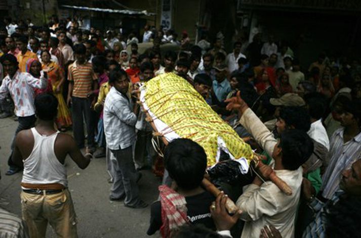 Frá Nýju-Delí fyrr í dag.