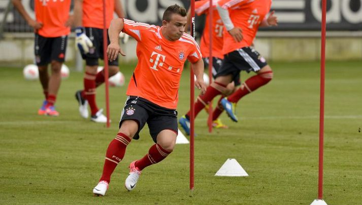 Shaqiri á æfingu með Bæjurum.