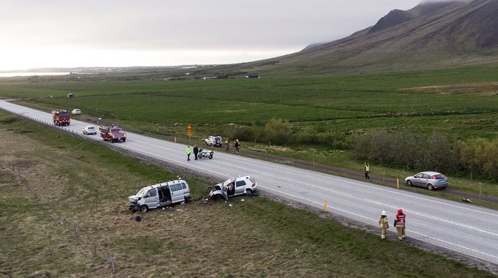 Frá vettvangi slyssins síðastliðið mánudagskvöld.